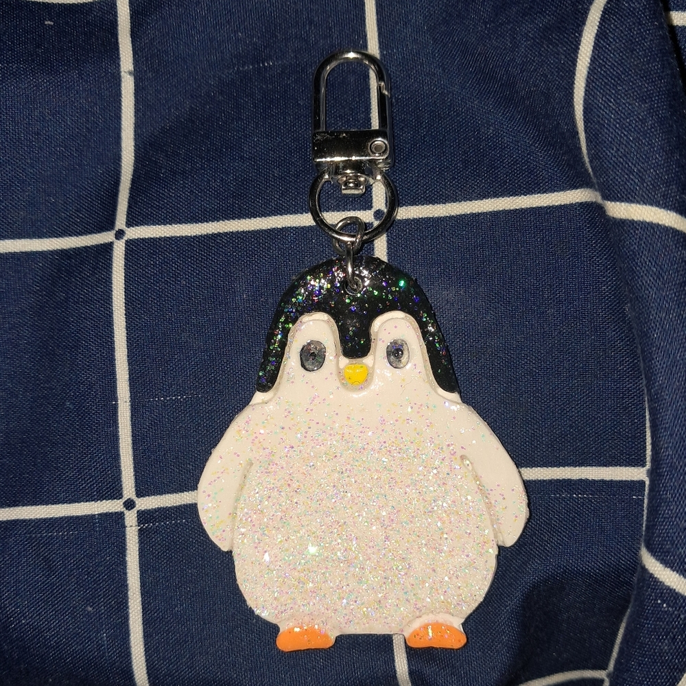 Glittery Penguin Keychain